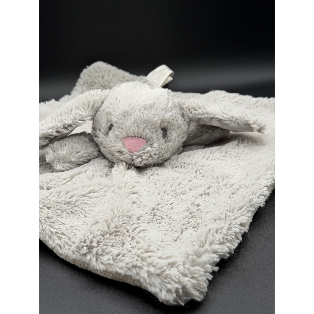 Kelly Toys Grey Bunny Rabbit Plush Security Blanket Lovey Faux Fur Pink Nose‎
